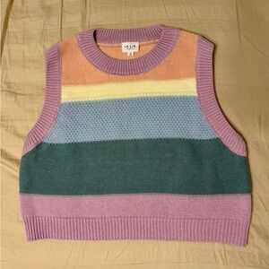 Pastel Multicolor Striped Sleeveless Sweater Vest